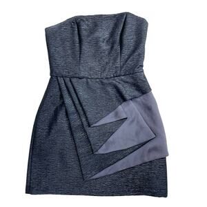 BCBGeneration Womens‎ 8 Cocktail Dress LBD Strapless Mini Textured Ruffle